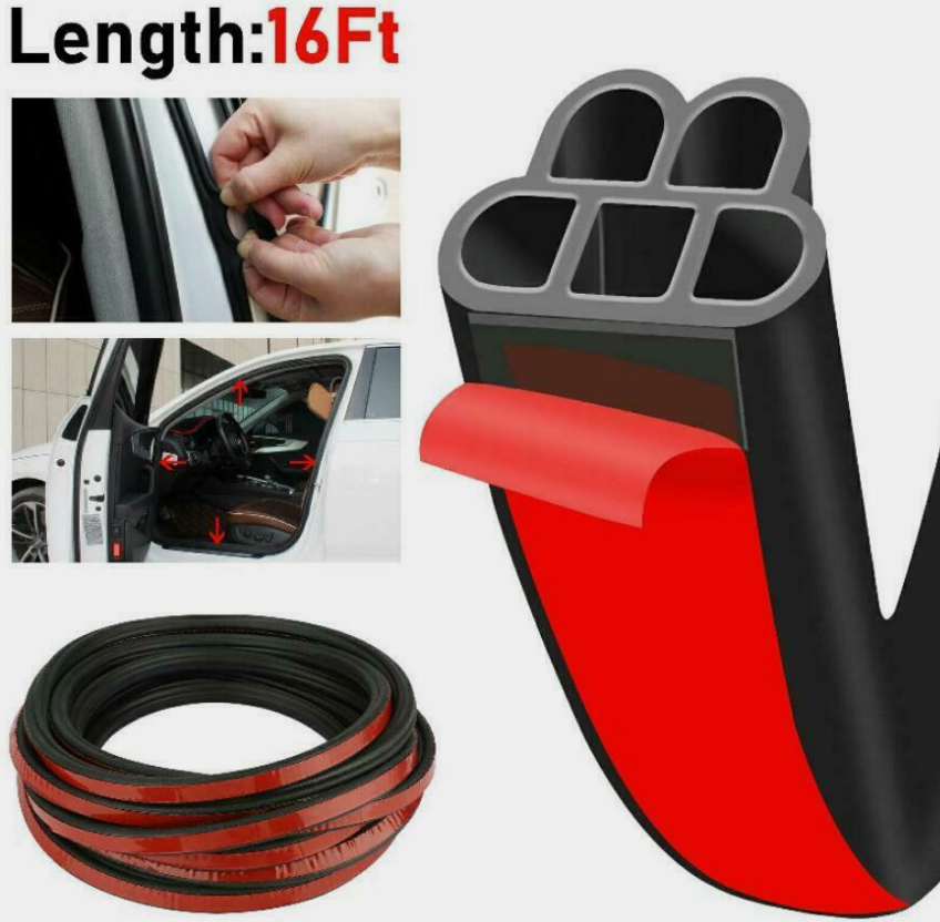 5M Car Door Rubber Seal Trunk Hood Sealing Strip EPDM Noise Weather Strips