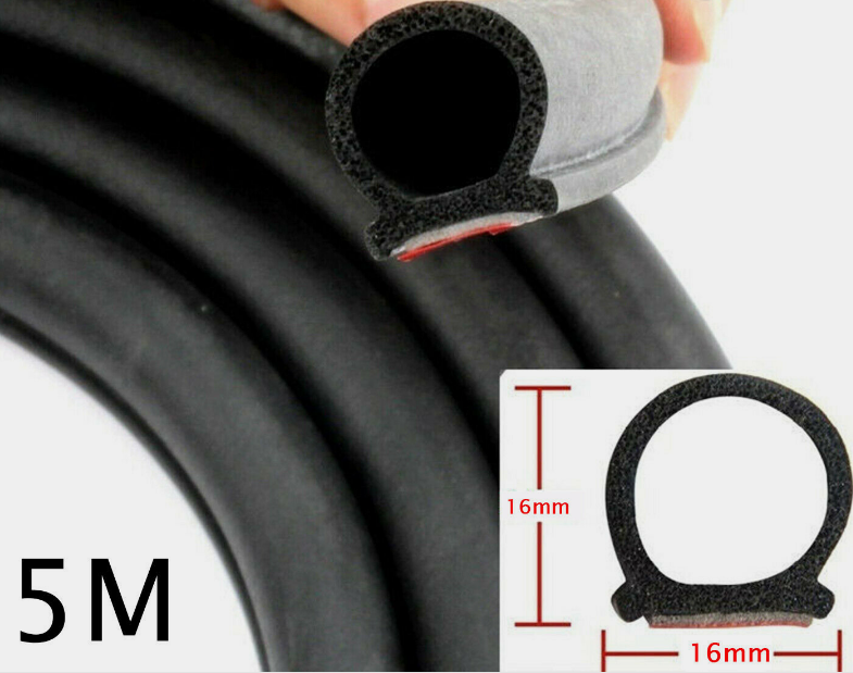 16Ft D-Shape Car Door Seal Strip Rubber Hollow Edge Guard Weatherstrip Universal