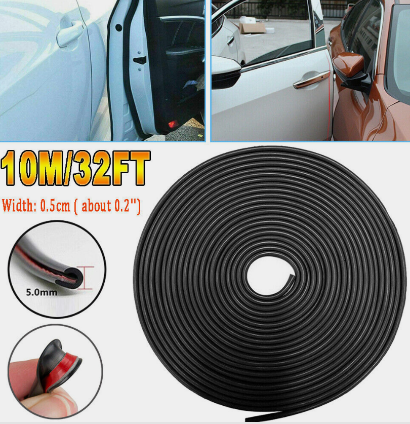 32ft U Shape Rubber Seal Car Door Edge Guard Molding Trim Protectors Strip Black