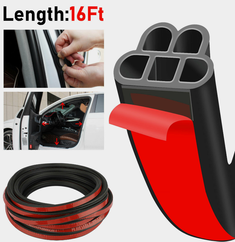 5M L-Shape Rubber Car Door Seal Strip Hood Trunk Edge Weatherstrip Moulding Trim