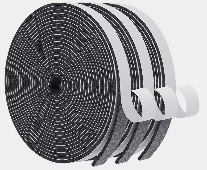 MAGZO Door Weather Stripping, 1/2 Inch W X 1/8 Inch T Window Foam Insulation Tape Total 50 Feet, 16.5ft x 3 Rolls