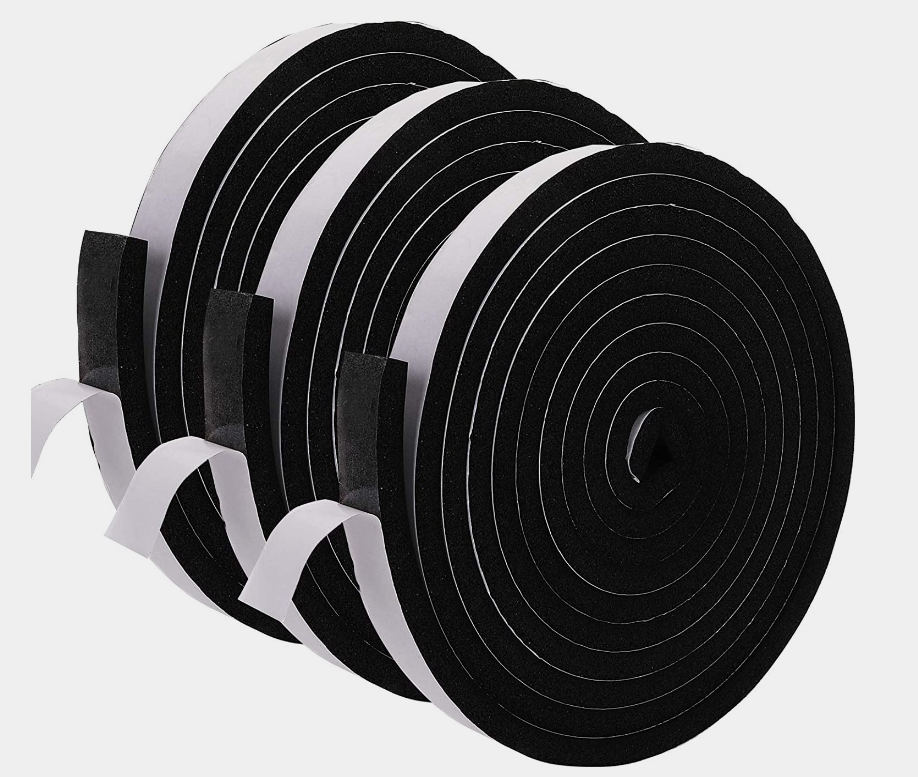 Neoprene Foam Strip Roll by Dualplex, 1 Wide x 10' Long x 1/4 Thick,  Weather Seal High Density Stripping with Adhesive Backing